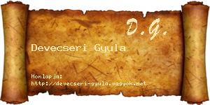 Devecseri Gyula névjegykártya